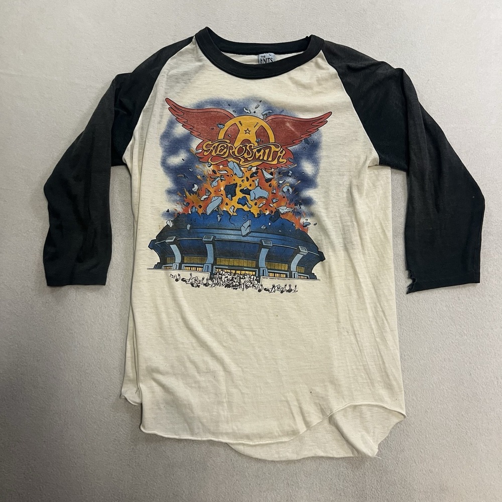 Vintage 80s Aerosmith Rock in a Hard Place 1982 Raglan Band T-Shirt Men's Large